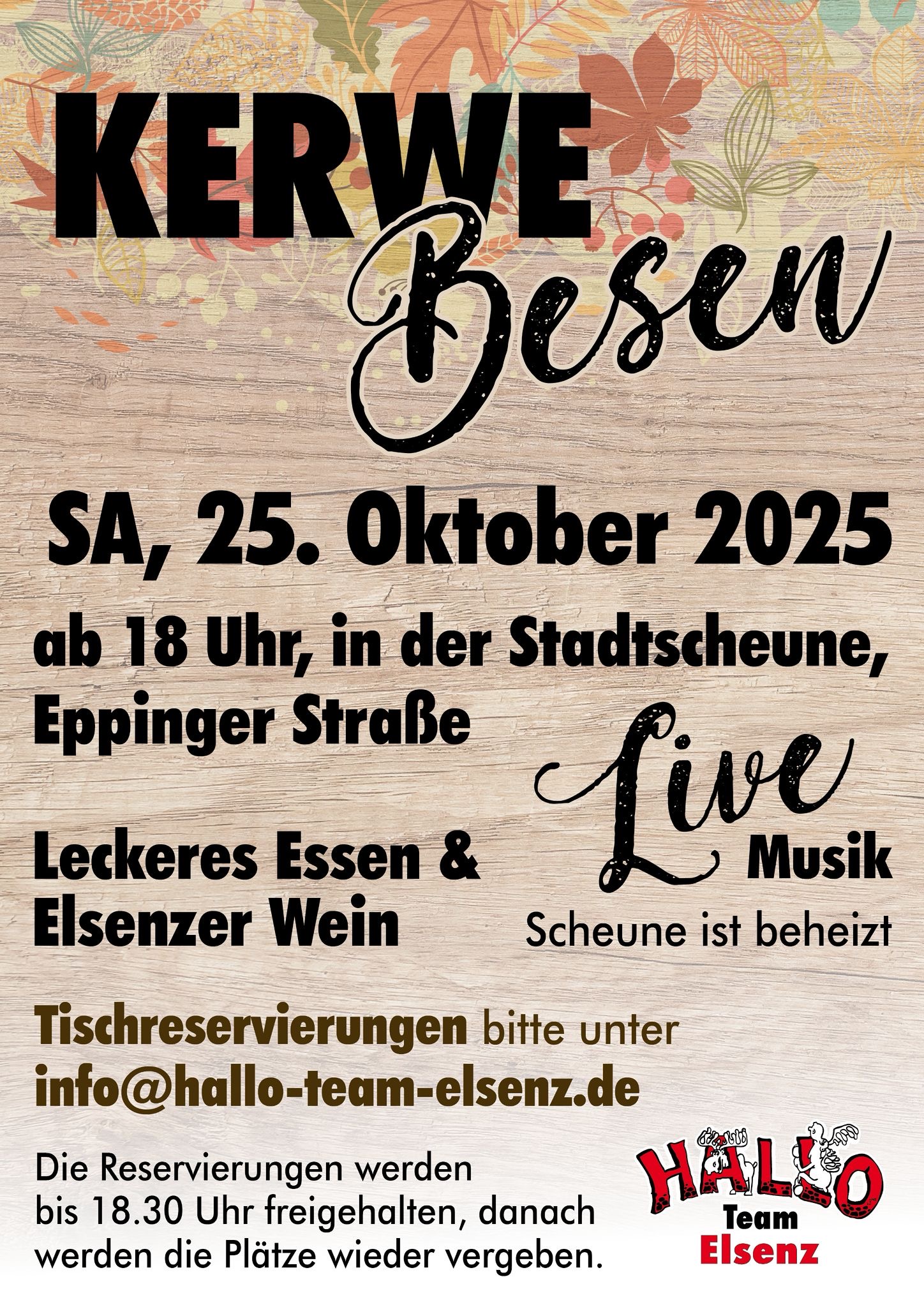 Mehr über den Artikel erfahren Kerwebesen am Samstag, den 25.10.25 – und die Plätze blieben nicht leer…